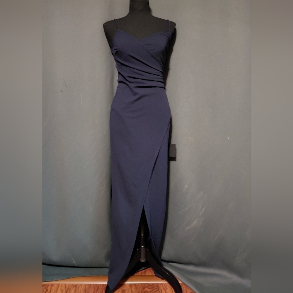 Lulus Sweetest Admirer Navy Blue Ruched Surplice Maxi Dress Size XS NWT - Picture 4 of 11